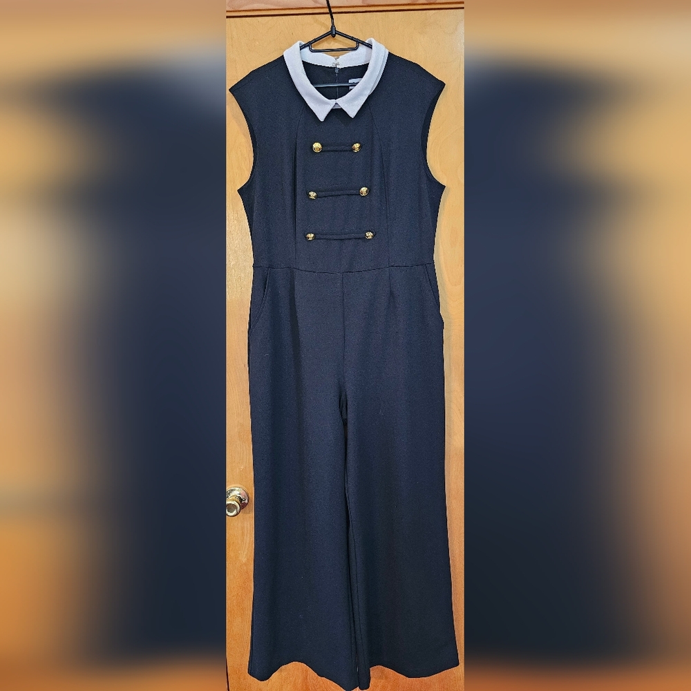 RARE Vintage Shelby and Palmer • Jumpsuit • Size 16 • Black "Naval" look •